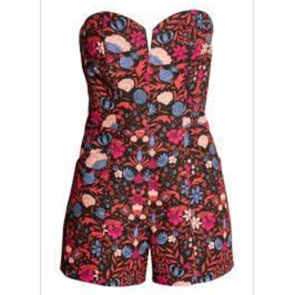 H&M Floral Romper Playsuit SweetHeart Neck Shorts Size 12